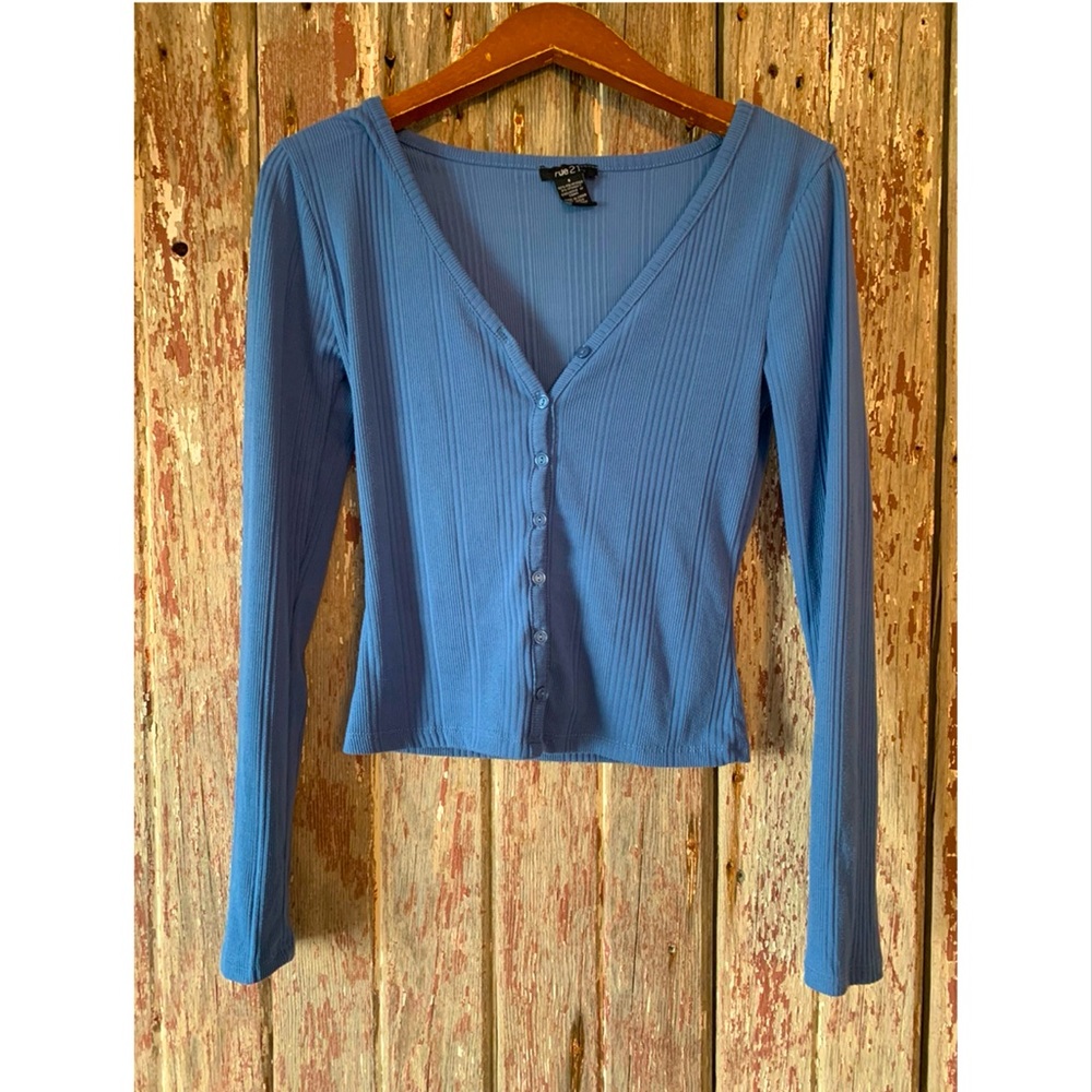 Periwinkle button up top